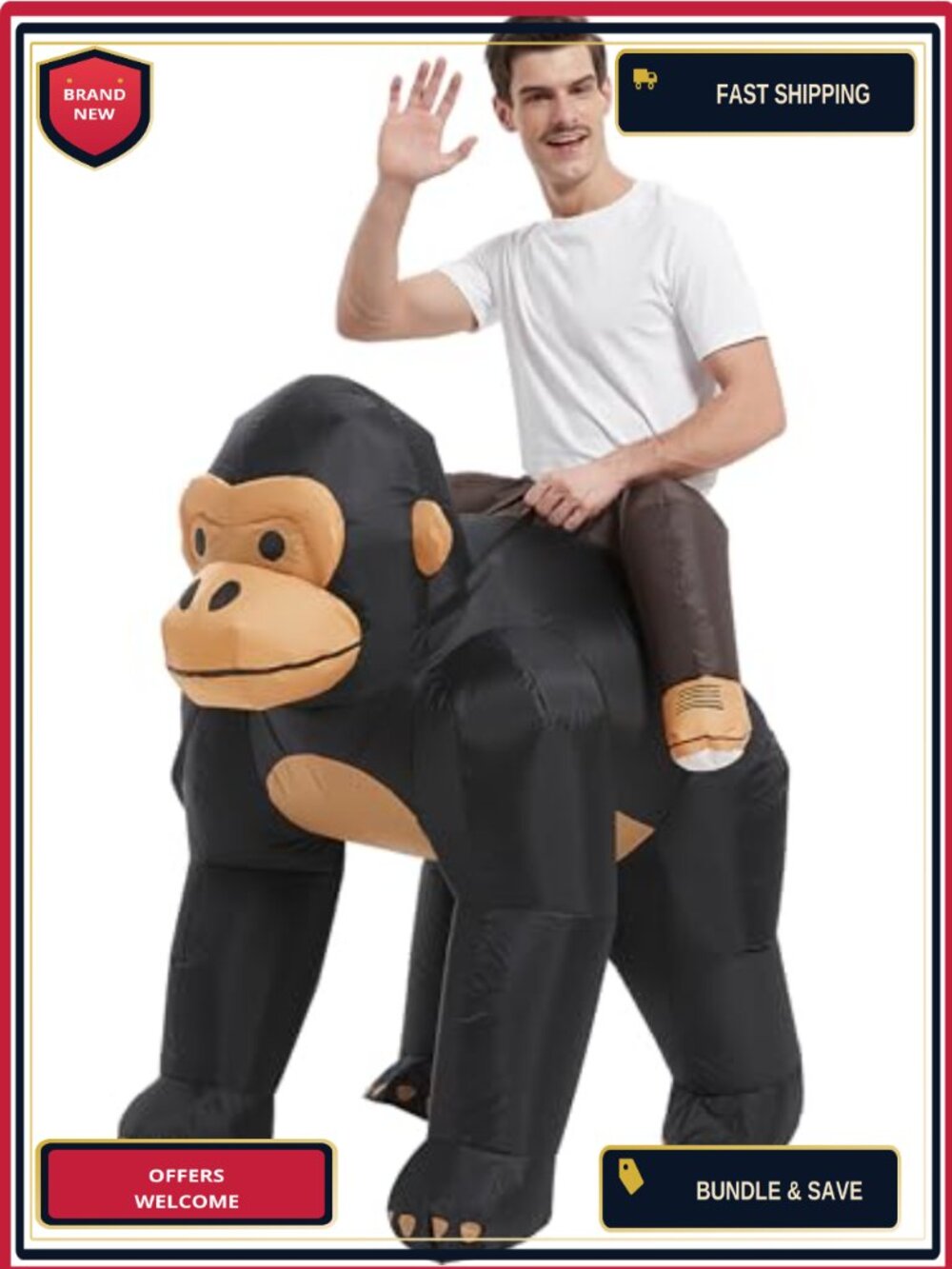 Inflatable Gorilla Costume Adult Blow Up Animal Suit Halloween